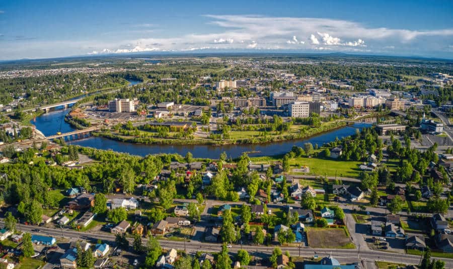 Vista aérea de Fairbanks en Alaska