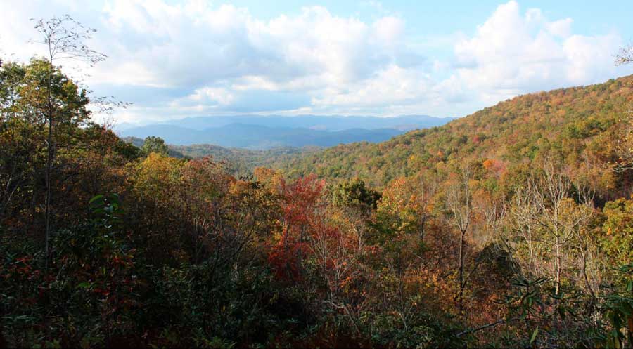 Vista panorámica desde una montaña en Asheville durante la temporada de otoño