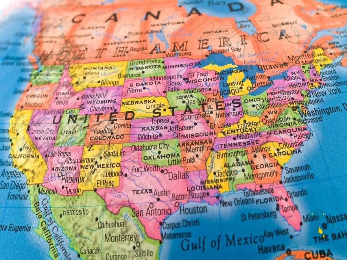 Global Studies Un Colorido Primer Mapa De Estados Unidos. - Noticias, lugares, comida, recreación y vida de Texas.