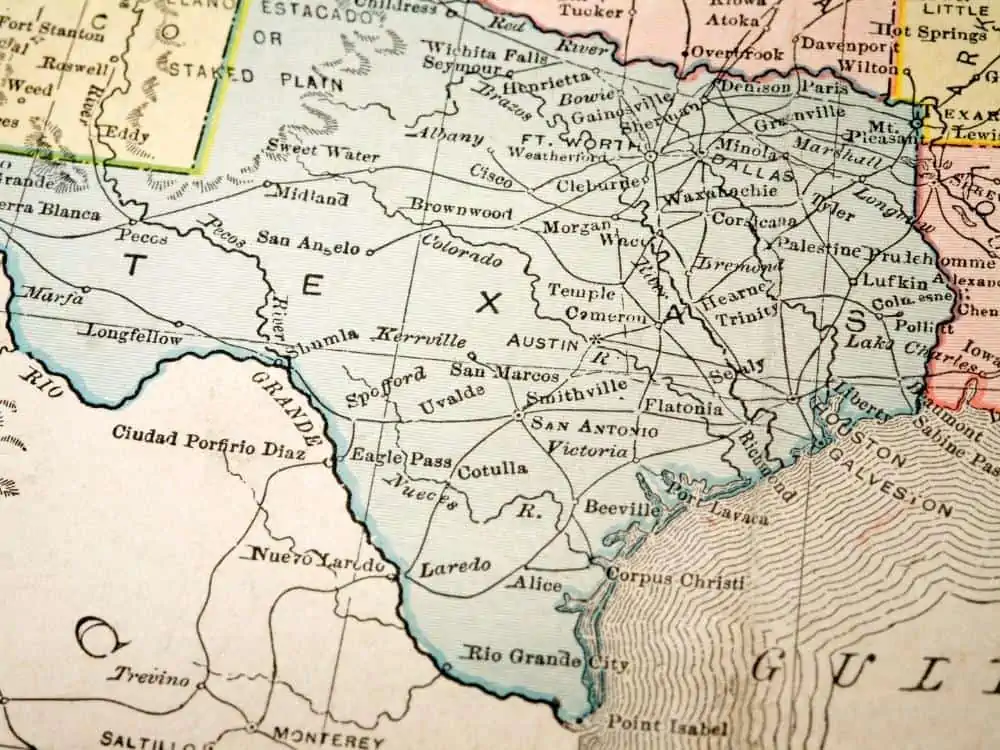 Mapa antiguo de Texas
